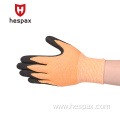 Hespax Yellow Cut Resistant Nitrile Gloves HPPE Gripped